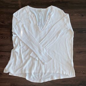 UO Thermal Henley White Oversized Top